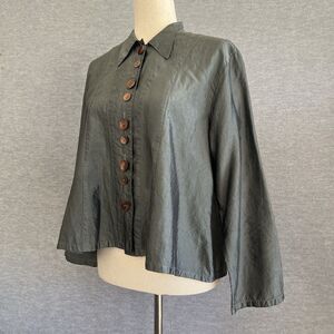 Eleven Stitch Design Modern Chic Silk Buttoned Top M Lagenlook Artsy Minimalist